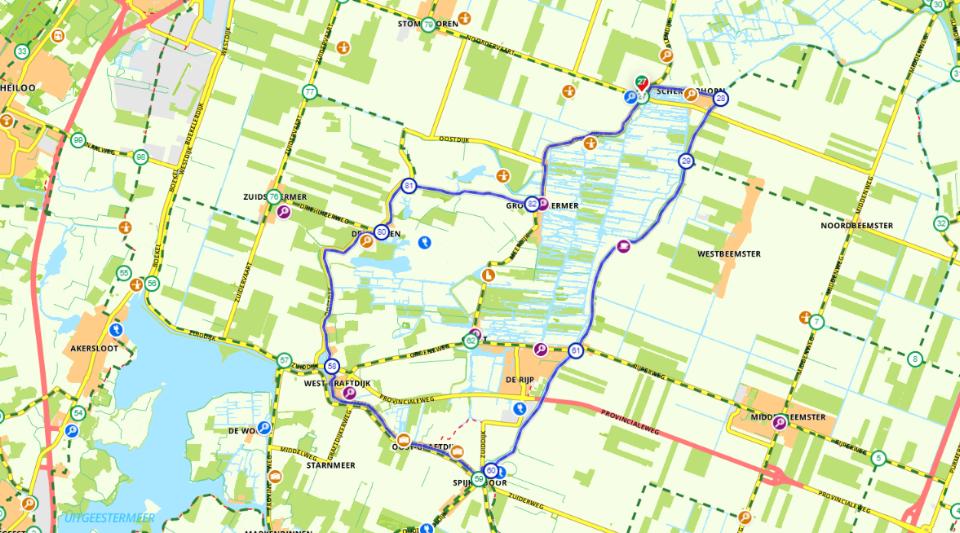 Fietsroute Haring en Henneproute op de map